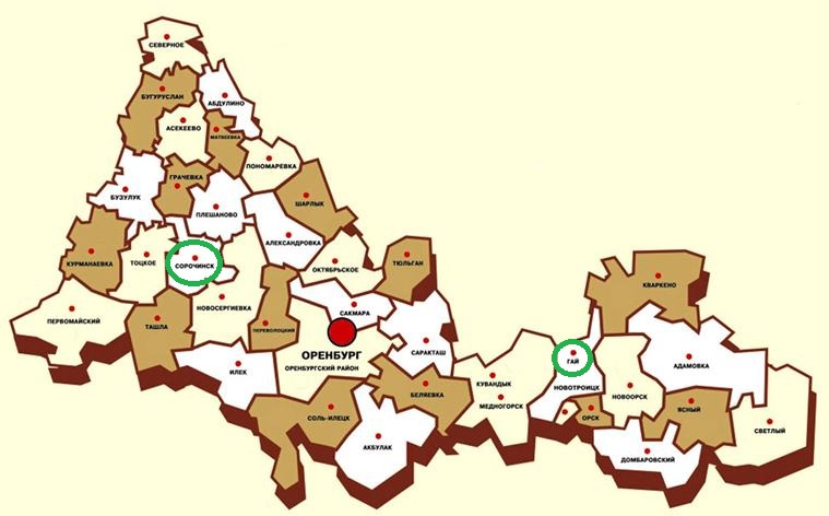 С карты Оренбуржья исчезнут Гайский и Сорочинский районы
