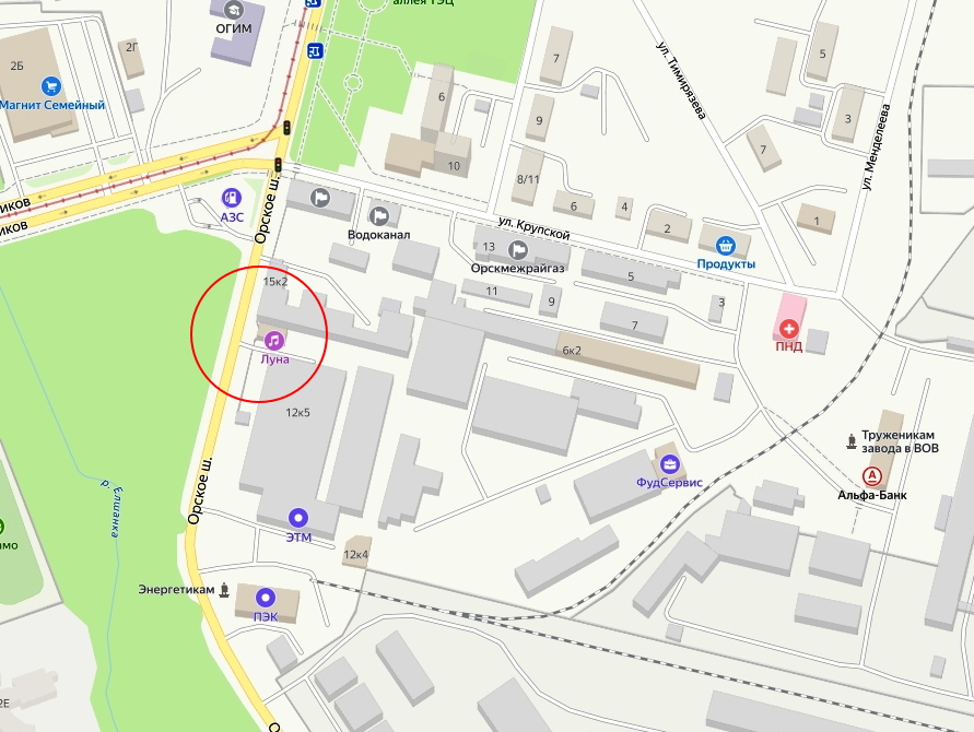 Место, где произошла драка (карта-yandex)