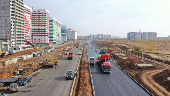 Строительство второго пускового комплекса дороги на улице Рокоссовского в Оренбурге выполнено на 55%