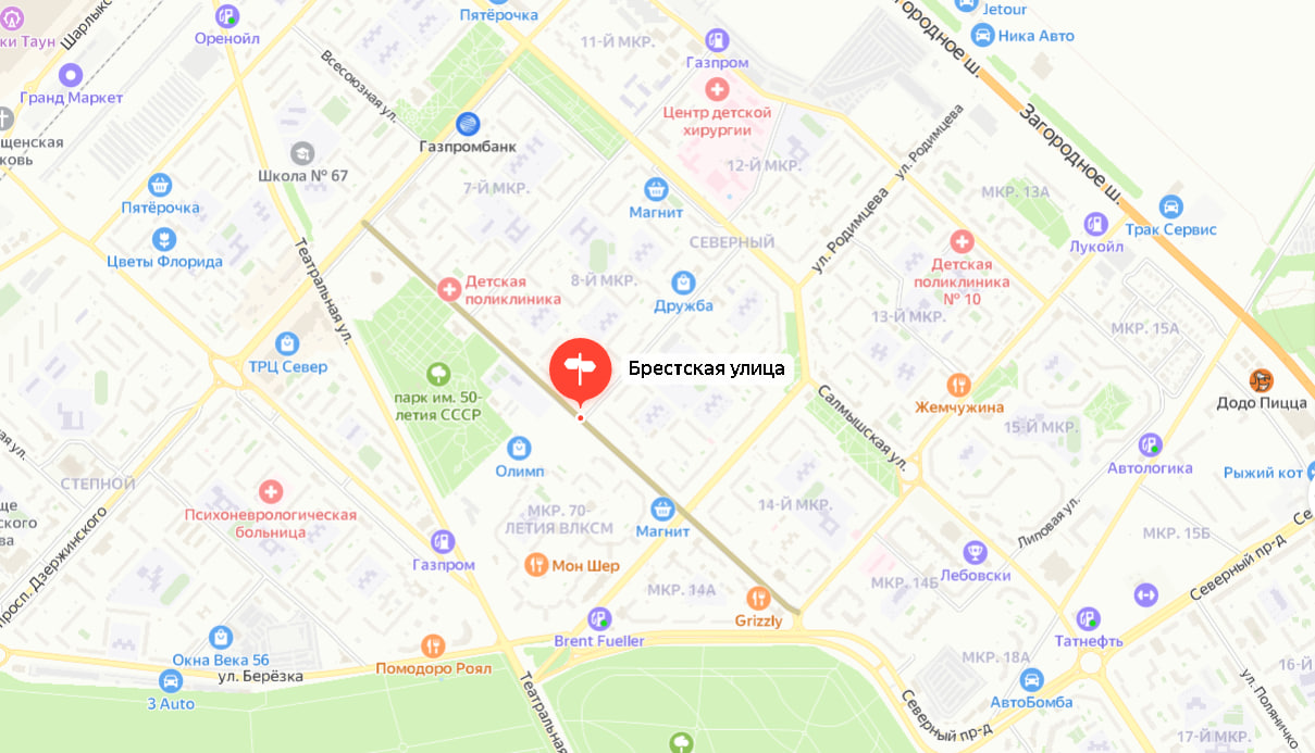 Улица Брестская на Яндекс Картах