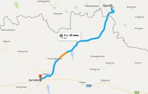 Оренбург актобе карта