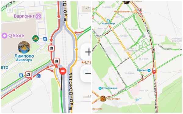 На Загородном шоссе в Оренбурге образовалась пробка. Фото: Яндекс Карты