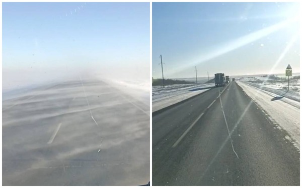 Обстановка на трассе Оренбург - Орск сегодня. Источник: Фото очевидца