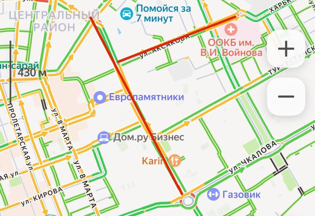 Улицы, на которых отключат водоснабжение. Источник: Яндекс.карты