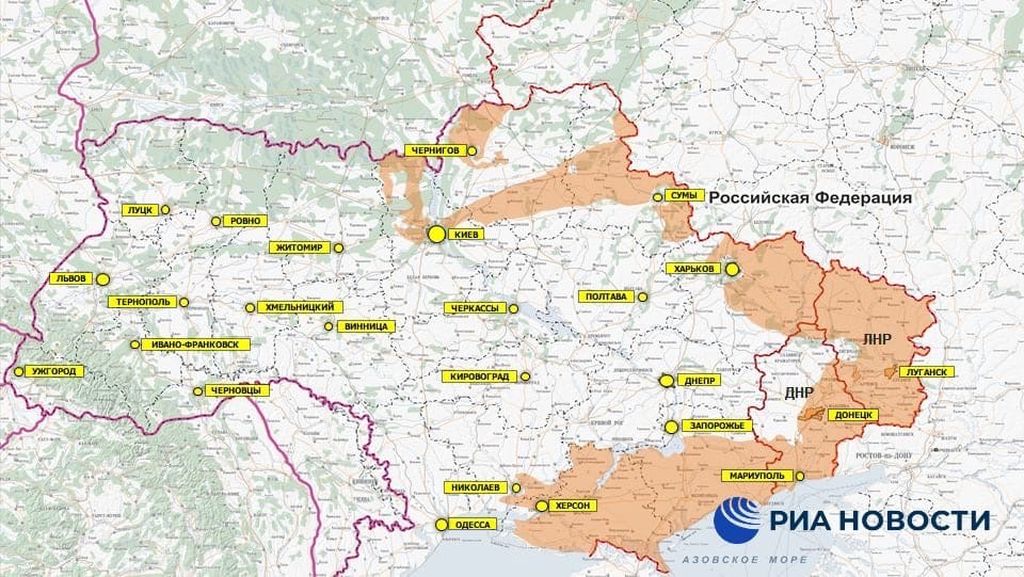 Карта продвижения российских войск. Фото: РИА Новости