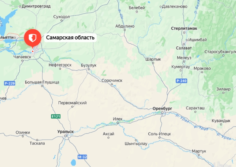 Самарская область на карте Яндекс