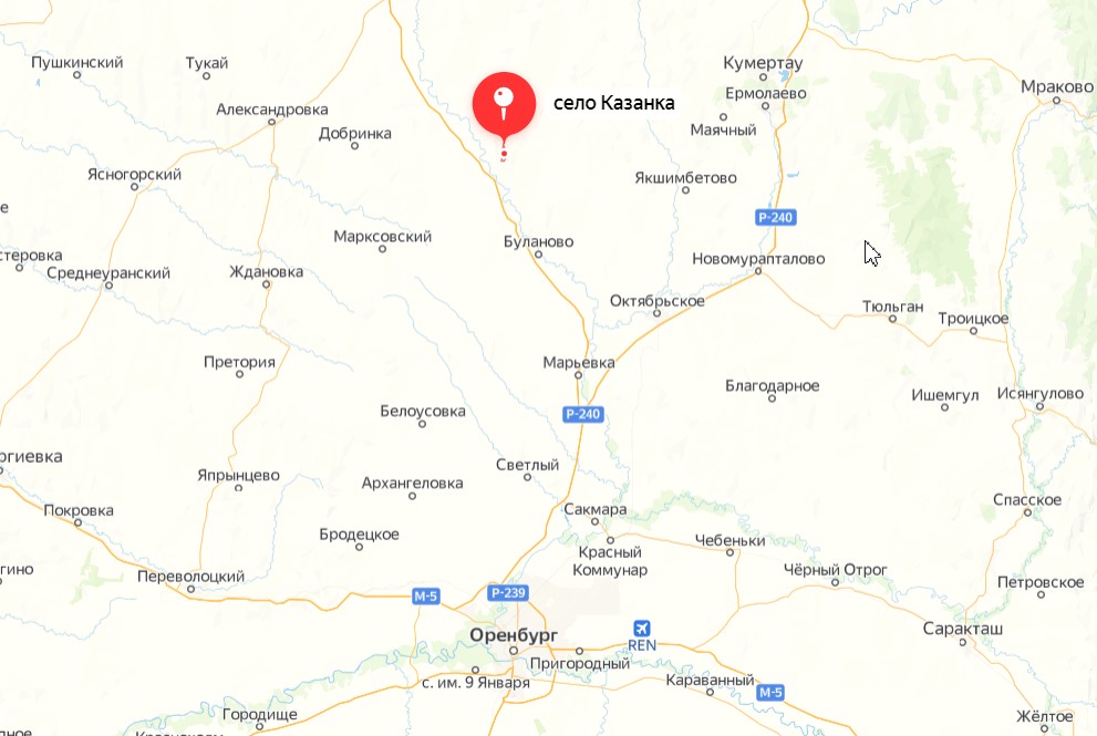Село Казанка на картах Яндекс