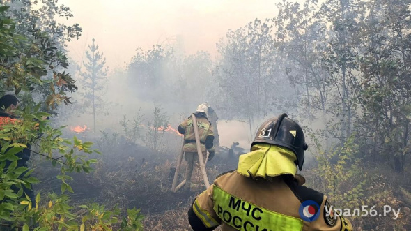 Пожарные продолжают борьбу с огнем в районе «Качкарского Мара» в Оренбурге: идет проливка тлеющих очагов