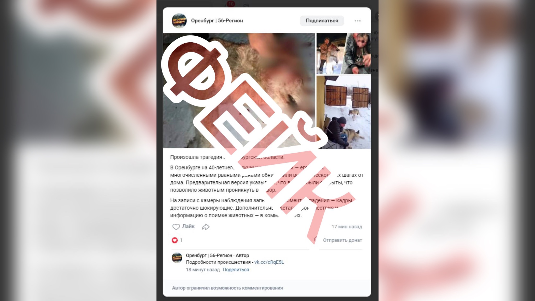 Распространение фейков. Скрин ЦУР