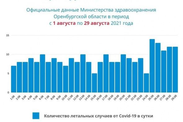 В Оренбургской области на протяжении пяти дней регистрируется более 10 смертей от Covid-19