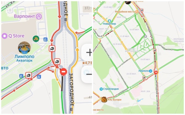 У кольца на Загородном шоссе в Оренбурге снова образовалась пробка 