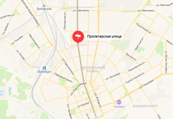 Пролетарская оренбург карта
