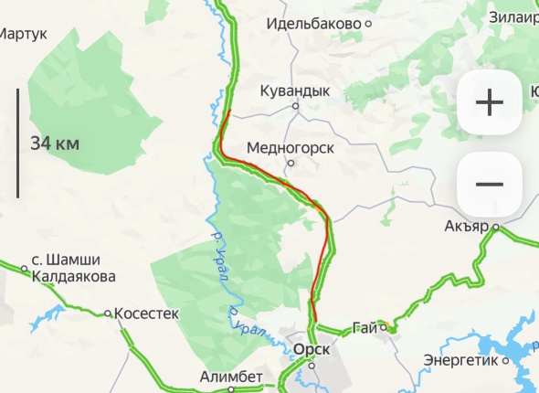 Часть трассы  Оренбург - Орск закрывается до утра 14 января