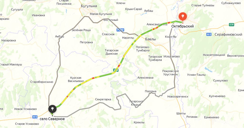87 километров трассы М5 Урал от села Северное до города Октябрьский