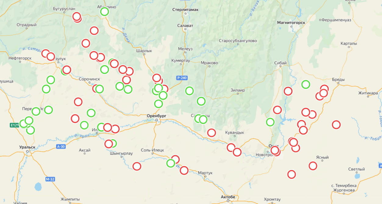 Закрытие дорог в оренбургской 2024. Интерактивная карта. Схема дорог Оренбургской области 2023 год. Карта паводка. Дороги в Оренбургской области какие закрыты.