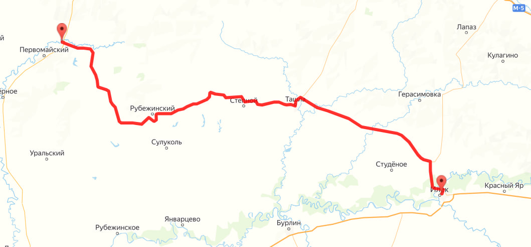Дорога Ташла - Первомайский, фото: Яндекс. Карты