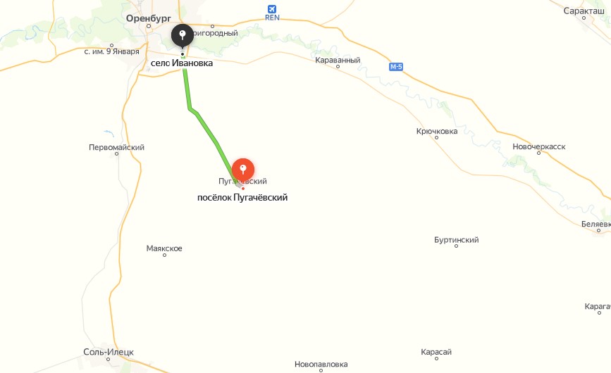 Оренбург ивановка карта