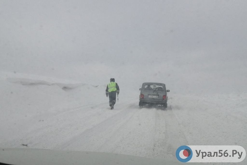 Сотрудники ДПС провожают машины, двигающиеся в одну линию 