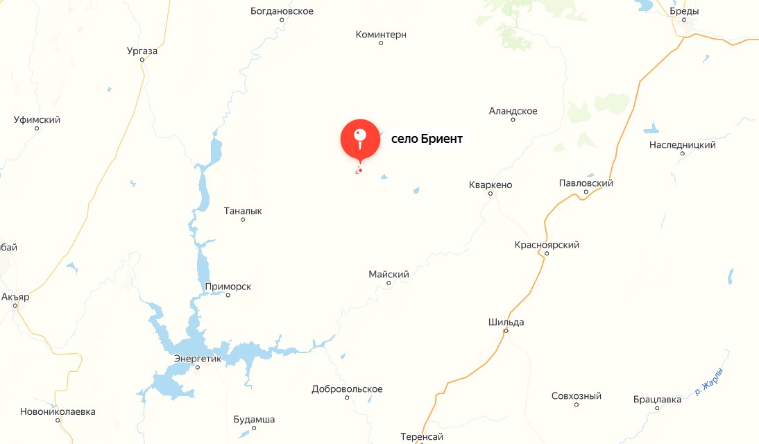 Село Бриент на Яндекс-карте