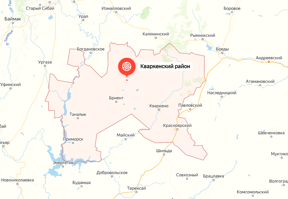 Кваркенский район. Скриншот карт