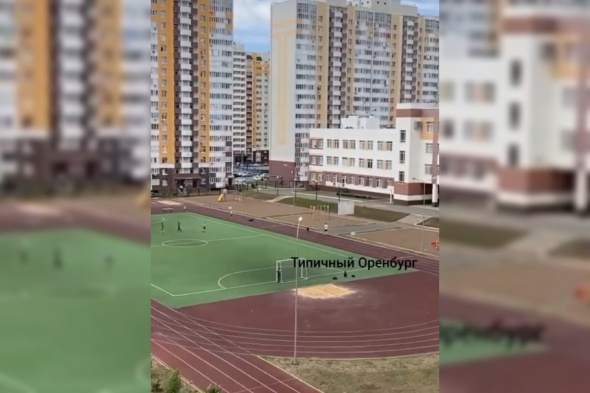 В Оренбурге на стадионе школы №88 за парнем увязались собаки (видео)