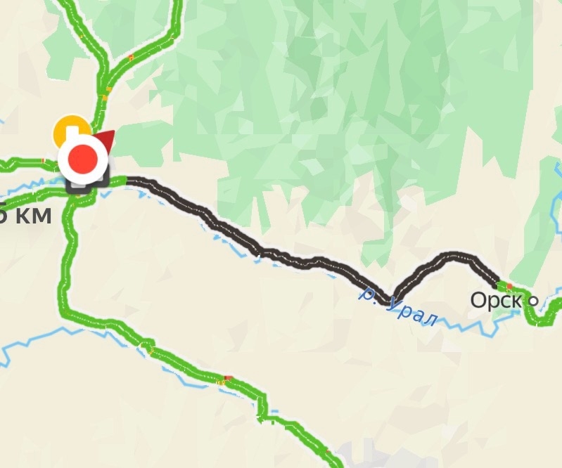 Трасса Оренбург - Орск, на картах информация не обновлена. Фото: Яндекс карты