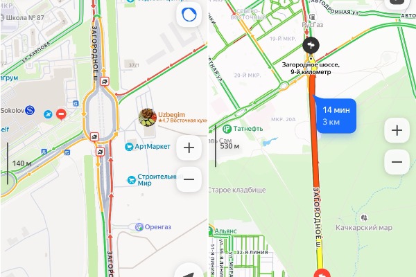 Пробки в Оренбурге. Источник: Яндекс.карты