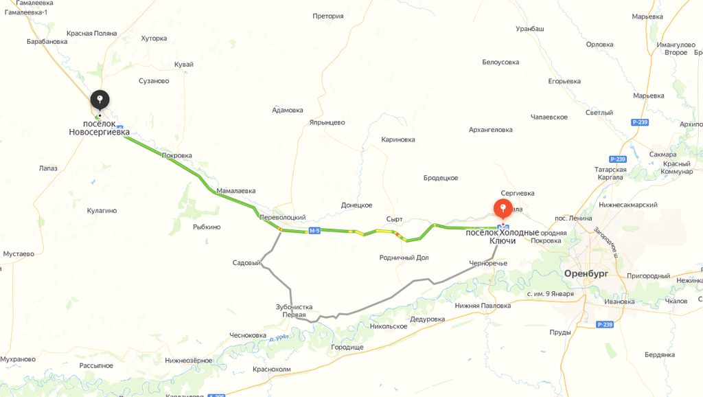 Трасса орск оренбург карта