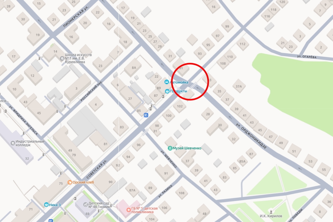 Перекресток на Яндекс-карте