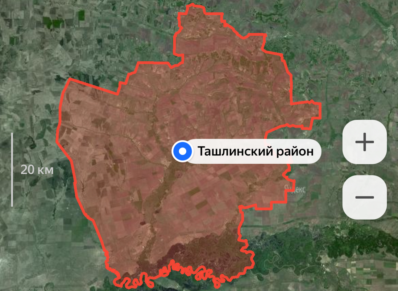 Ташлинский район. Скриншот на Яндекс.Карты