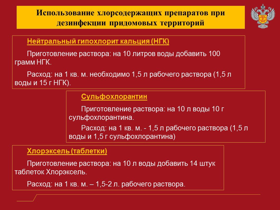 Растворы, которые можно применять для дезинфекции территорий