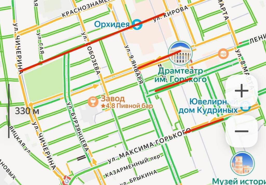 Улицы, которые будут перекрыты. Источник: Яндекс.Карты