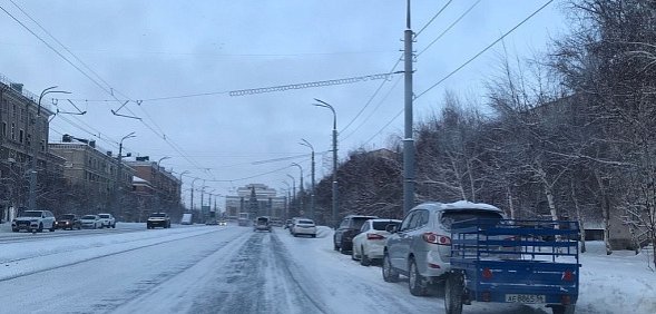 Дорога на проспекте Мира в Орске