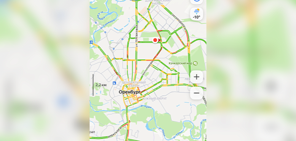 Пробки в городе на Яндекс.Карты 10.02