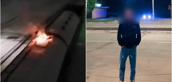 Момент происшествия и сам пострадавший. Источник: Стоп-кадр из видео и личные архивы парня