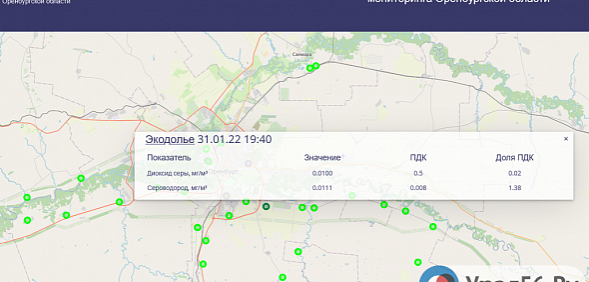 В районе Оренбурга вновь зафиксировано превышение ПДК по сероводороду