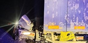 В ДТП с двумя грузовиками на трассе в Оренбургской области пострадал водитель легкового автомобиля