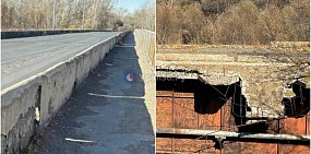 Действующий мост и старый мост через Сакмару в Оренбурге