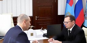 Денис Паслер на встрече с первым заместителем министра транспорта РФ Андреем Костюком. Фото: Instagram Дениса Паслера