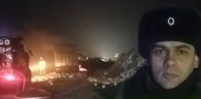 Кадры с места ДТП на трассе М-5 «Урал» в Оренбургской области, где загорелись три фуры и погиб человек