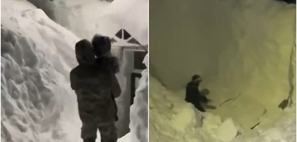 Последствия снегопада. Источник: ТГ-каналы Mash и Readovka