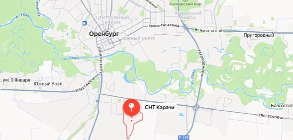 СНТ Карачи на яндекс-карте