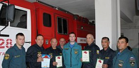 Пожарным, тушившим огонь между поселками Первомайский и ОЗТП, вручили награды