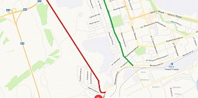 Карта проезда. Красным выделен маршрут, который запрещен. 