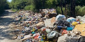 Мусорная свалка в районе ул. Базарной в Орске летом 2025 года