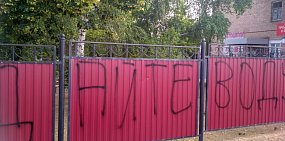 «Жырный и усатый дайте воду»: жители Переволоцкого района исписали такими требованиями забор администрации