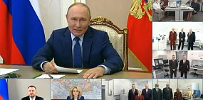 Владимир Путин открыл новый лабораторный корпус Роспотребнадзора. Стоп-кадр из тгк Евгения Солнцева 