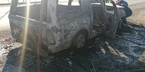 На трассе Оренбург–Орск сгорел автомобиль