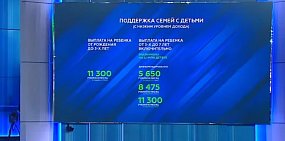 Перечень выплат. Стоп-кадр из эфира Послания Владимира Путина Федеральному Собранию