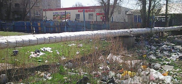В Орске на улице Докучаева двор завален мусором 